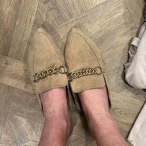 Steve Madden faux suede Loafers with Gold Chain